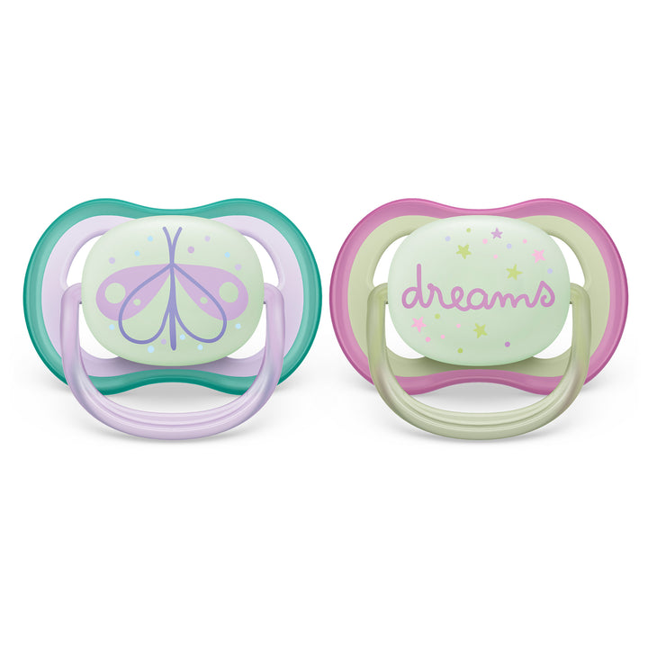 Philips Avent - Ultra Air Pacifier Night 2pk 0-6M FlyDream Ultra Air Pacifier - 0-6M - Lilac Dragonfly+Dreams - 2 pack 075020106537