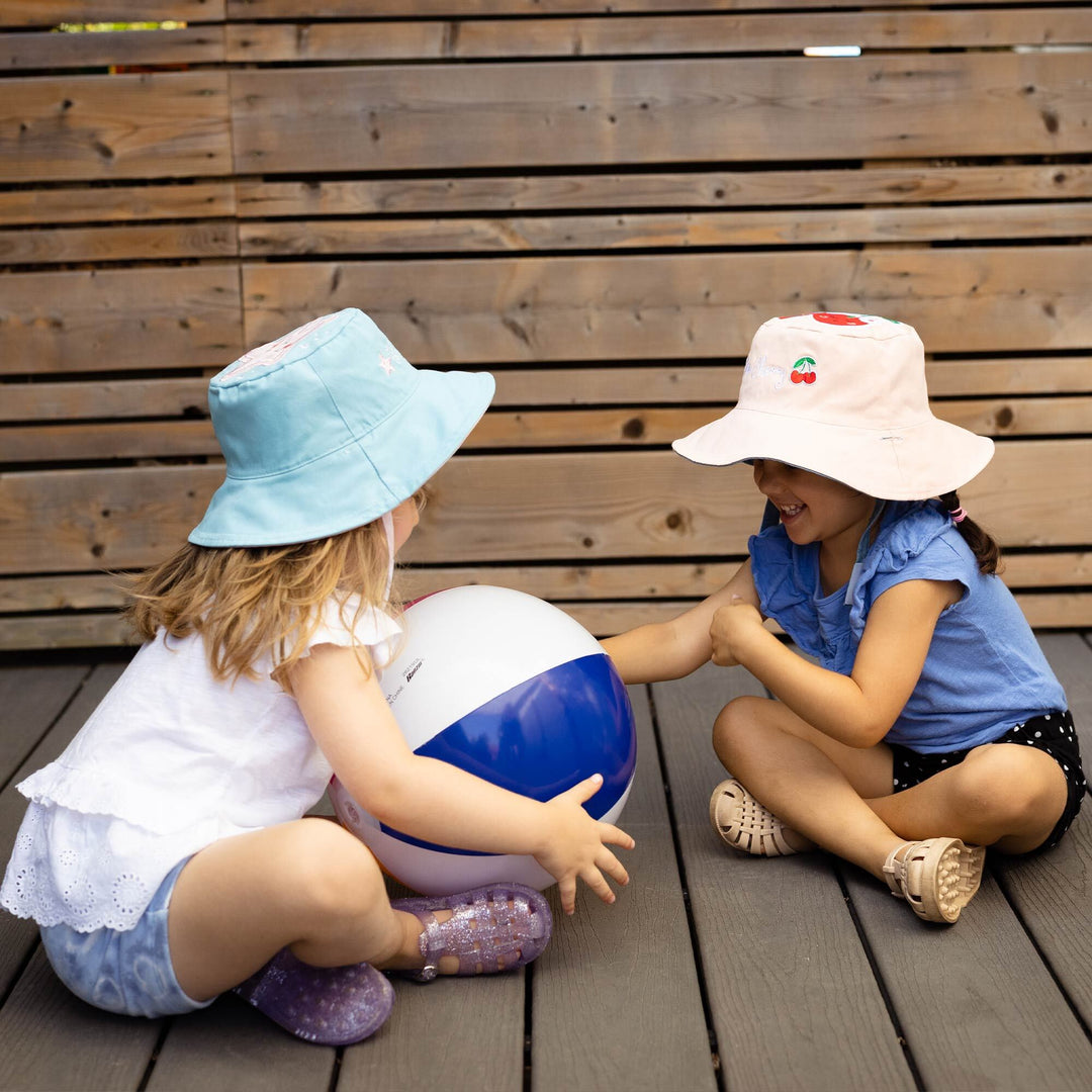 Kids UPF50+ Sun Hat - Cat/Cherry