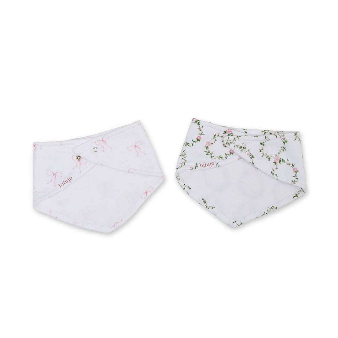 Boho - 2PK Bandana Bibs - Bows/Rose Trellis