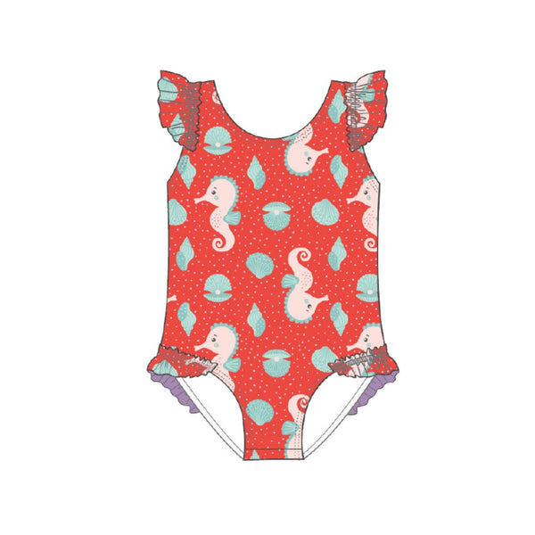 Baby Ruffled 1Pc Swimsuit - Sally the Seahorse