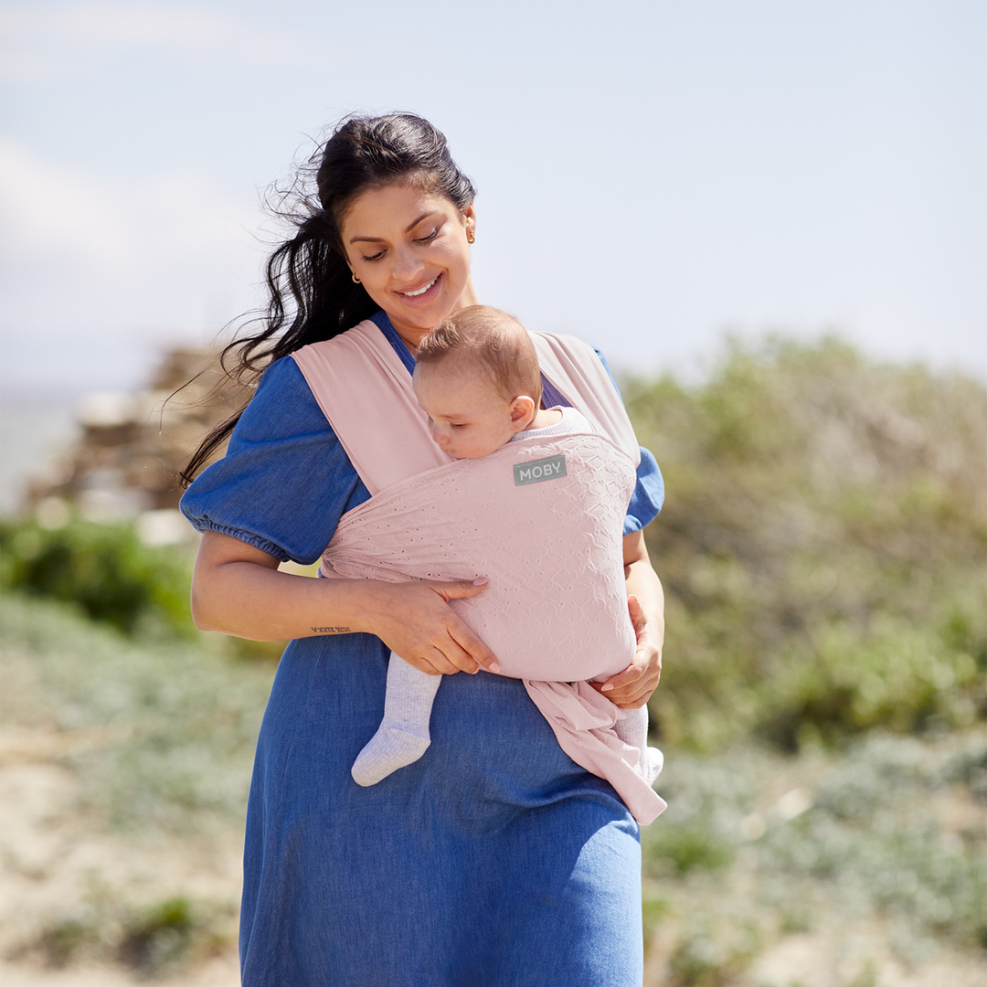 Easy Wrap Baby Carrier in Rose Quartz Eyelet