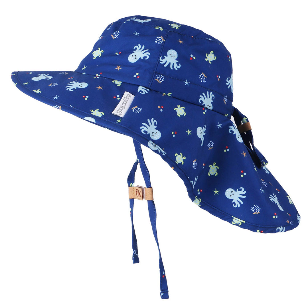 FlapJackKids - Sun Hat Neck Cape - Octopus - Medium (2-4Y) Sun Hat with Neck Cape - Octopus 990006501567