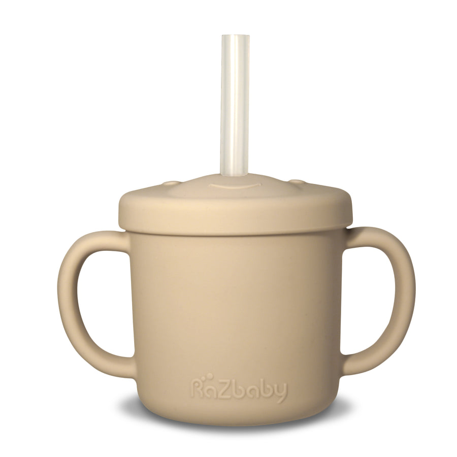 d - RaZbaby - Oso Silicone Cup + Straw - Caramel Oso-Cup Silicone Cup + Straw - Caramel 850028177631