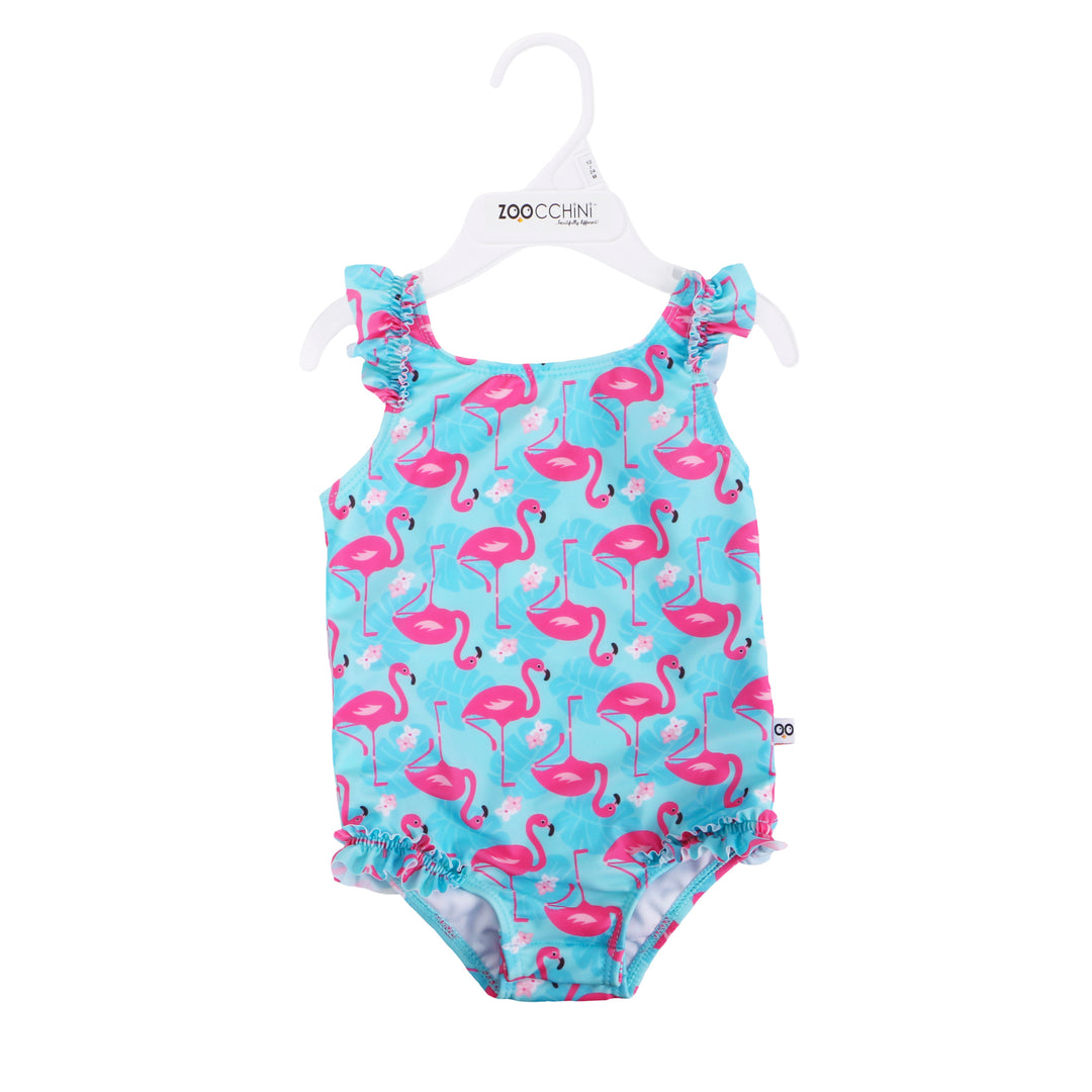 Baby Ruffled 1 Piece Swimsuit - Flamingo