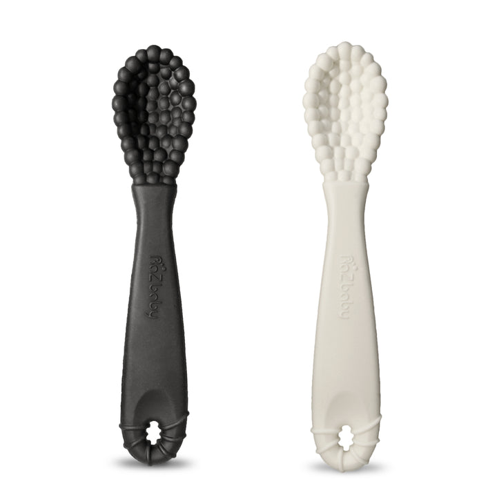 d - RaZbaby - RaZberry Spoon 2pack - Black-White RaZberry Silicone Training Spoon - 2 pack - Black & White 850028177433