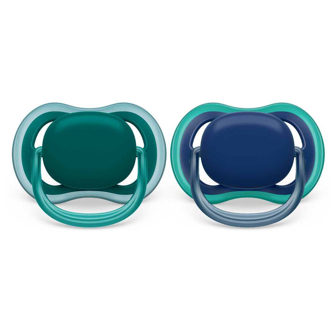 Philips Avent - Ultra Air Pacifier 2pk - 6-18M - Opal+Blue Ultra Air Pacifier - 6-18M - Deep Opal+Steel Blue - 2 pack 075020103536