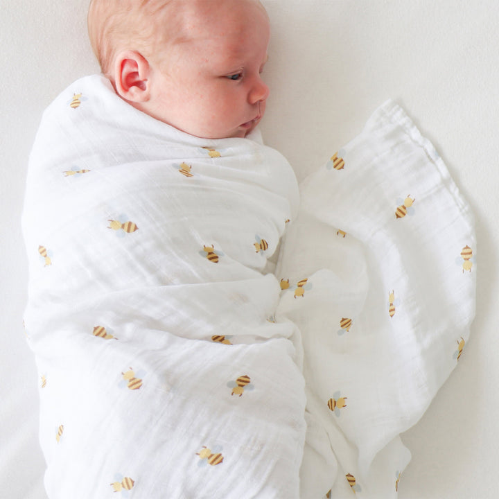 Swaddle Blanket Muslin Cotton LG-Bees