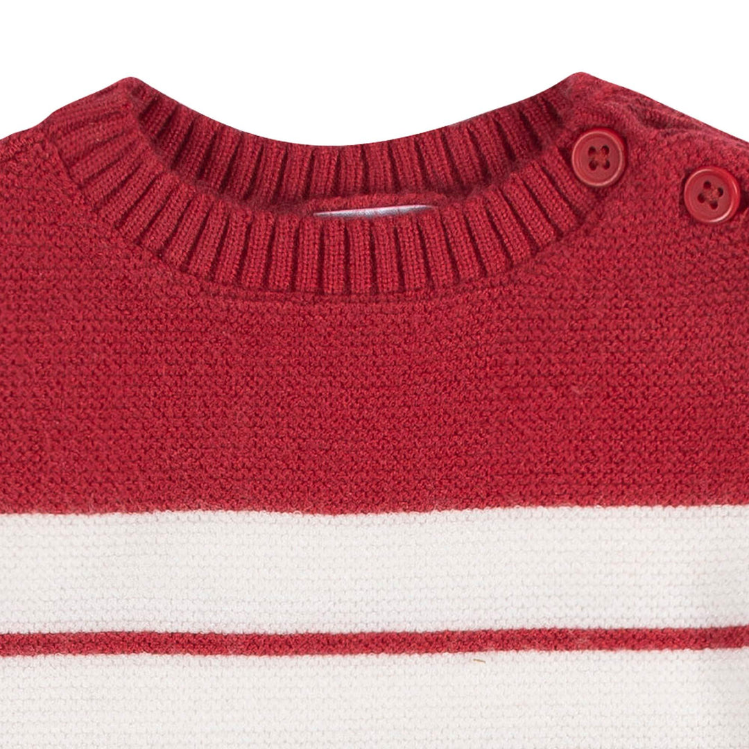 1 Pack Sweater Knit Romper - Boy - Red + White