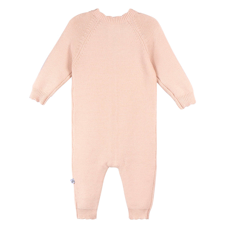 Just Born by Gerber Baby Girl 1-Piece Sweater Knit Coverall - PINK