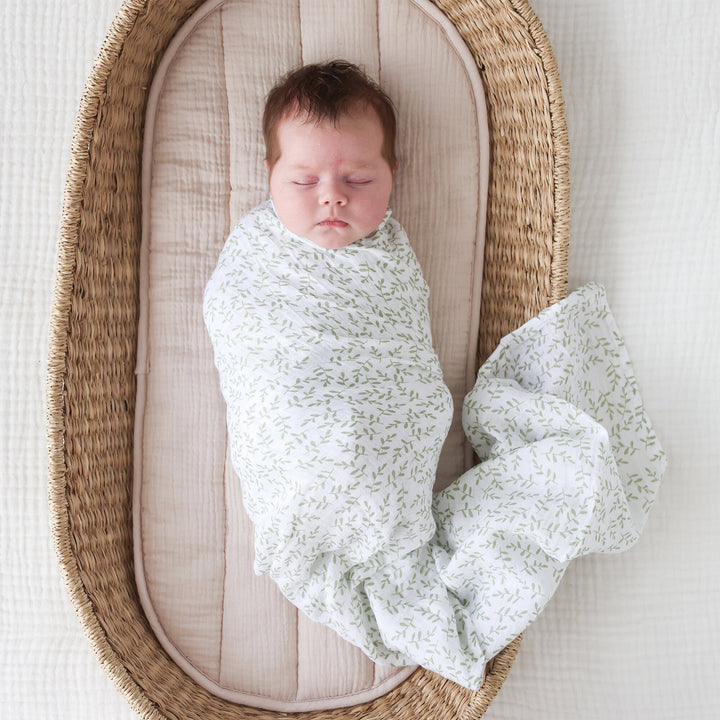 Swaddle Blanket Muslin Cotton LG- Greenery