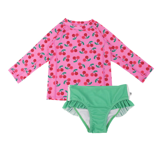 Rashguard Swim Top + Bikini Bottom Set