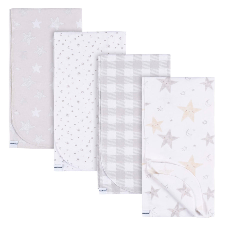 Gerber - OP2304 - 4pk Flannel Receiving Blanket - Celestial 4 pack Flannel Receiving Blanket - Celestial 013618469275