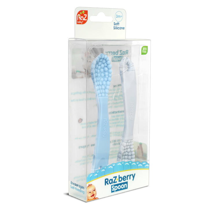 RaZberry Silicone Training Spoon - 2 pack - Blue & Green