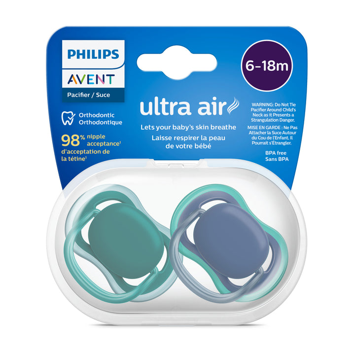 Ultra Air Pacifier - 6-18M - Deep Opal+Steel Blue - 2 pack