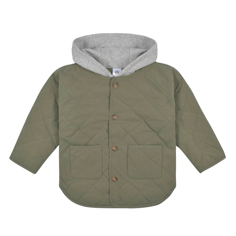 d - Gerber- Opp-22F- 1pc Quilt Jacket - Green - 18M Baby & Toddler Boys Green Quilted Hooded Jacket 013618332593