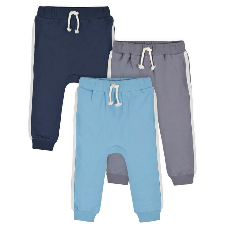 d - Gerber - Opp-22F - 3pc Terry Jogger - Blue - 3T 3-Pack Baby & Toddler Boys Gray & Blue Joggers 013618331381