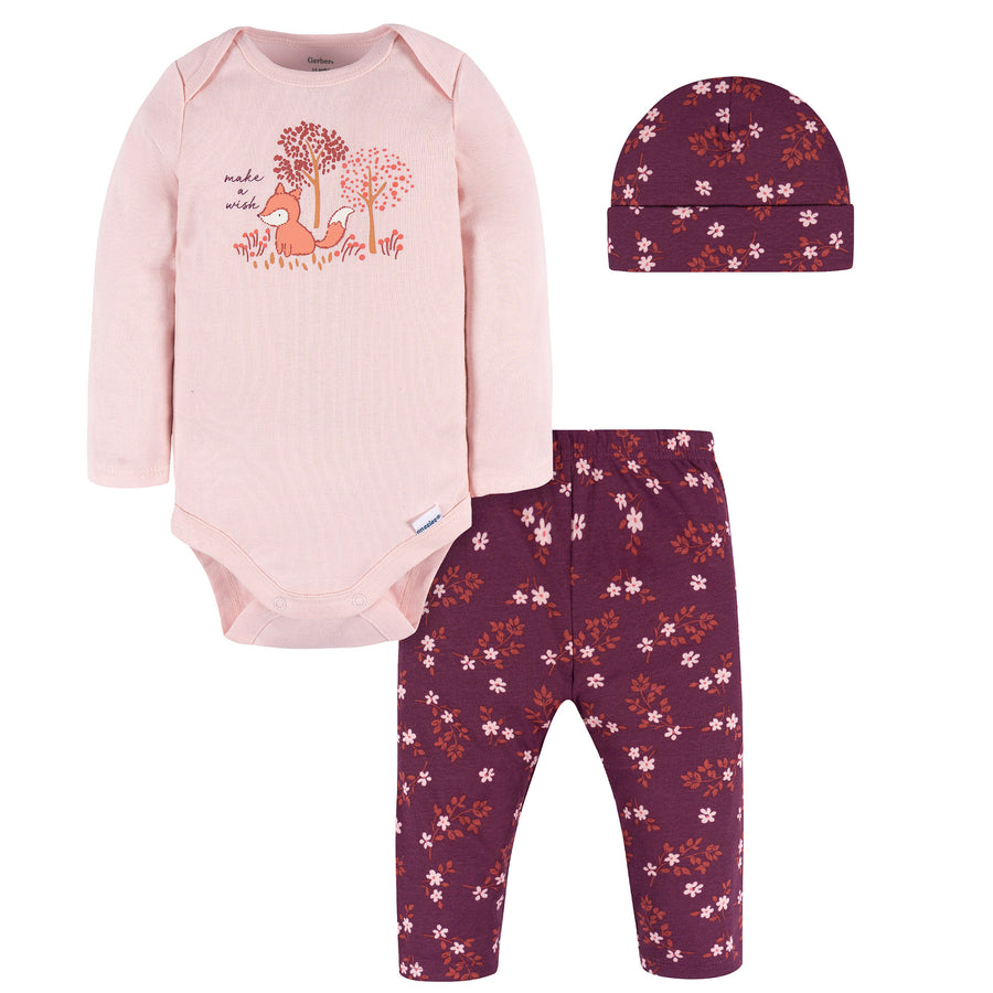 d - Gerber -GE2301-3pc Bodysuit-CapPant Girl Fox 6-9M 3-Piece Bodysuit, Cap + Pant - Fox 013618424670