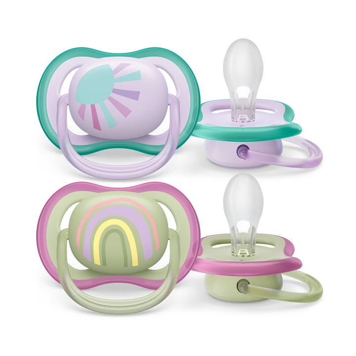 Ultra Air Pacifier - 0-6M - Lilac Sun+Green Rainbow - 2 pack