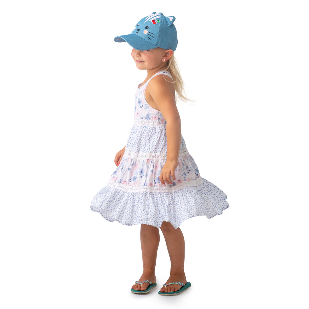 Kids UPF50+ 3D Cap - Cat - Denim - Large