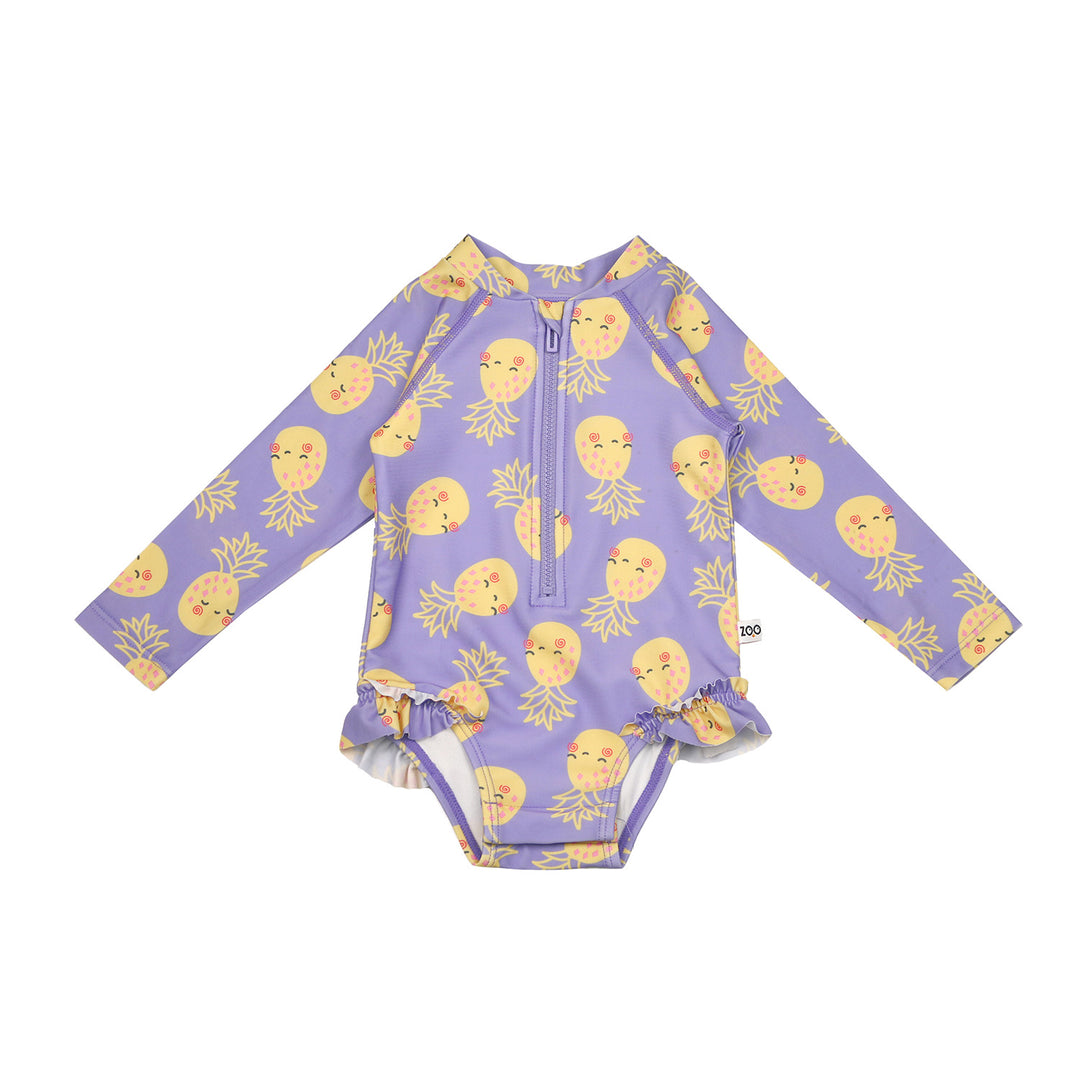 ZOOCCHINI - Rashguard Ruffled 1pc Swimsuit - Pineapple - 4T Rashguard Ruffled 1 Piece Swimsuit - Pineapple 810608034990