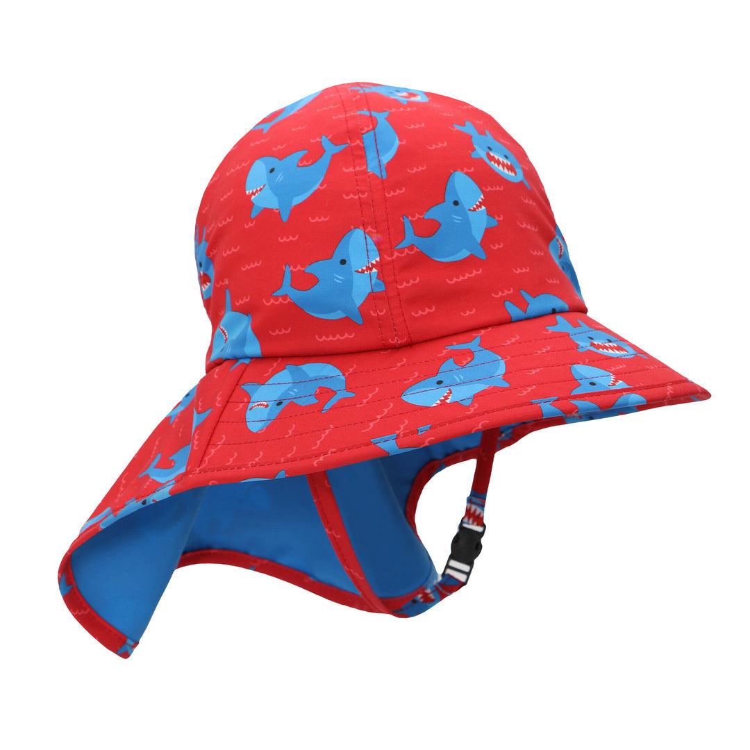 ZOOCCHINI - Baby-Toddler Cape Sunhat - Blue Shark - 6-24M UPF50+ Baby-Toddler Cape Sun Hat - Blue Shark 810608032392