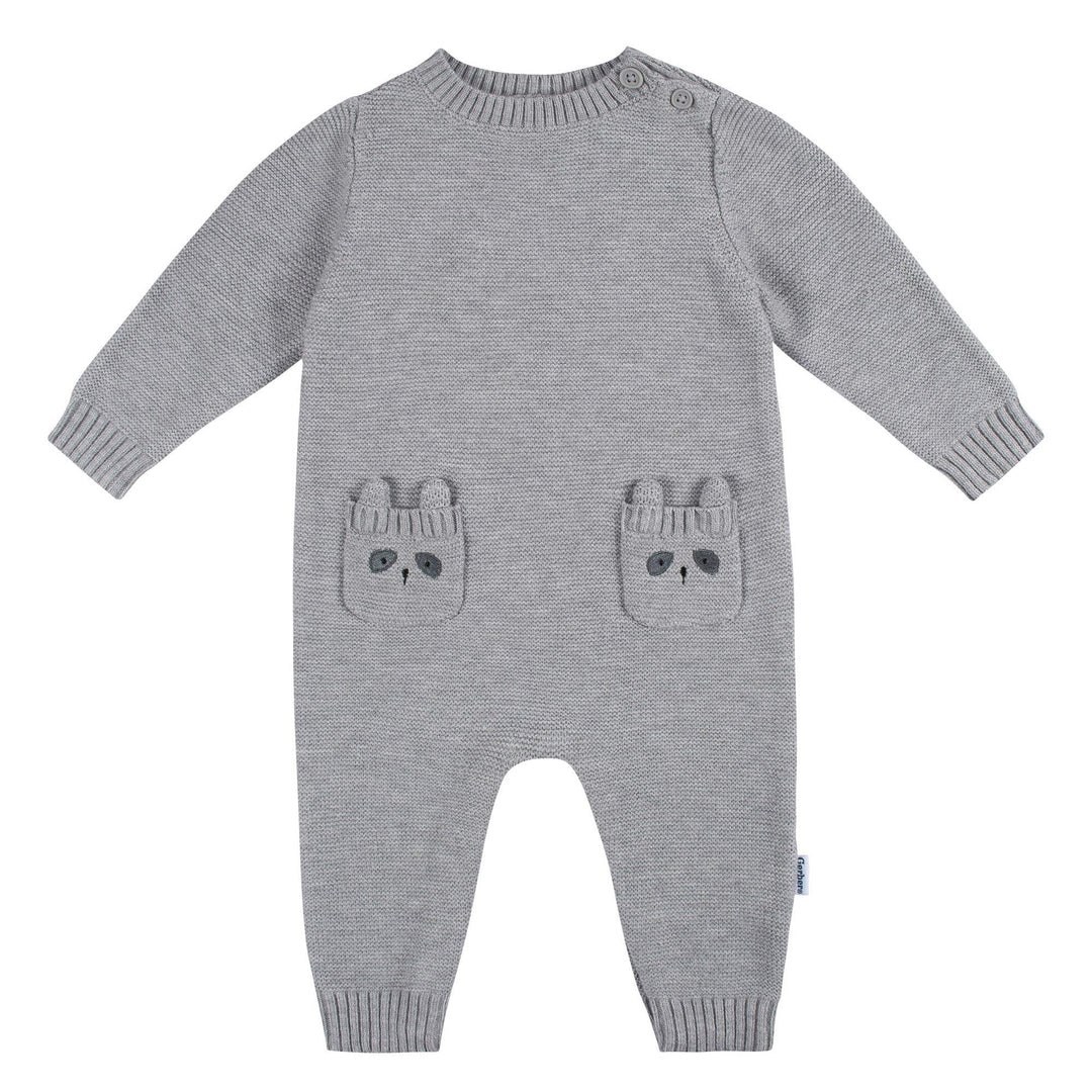 d - Gerber -23F- 1pk Sweater Knit Romper -  - Raccoon - 24M 1 Pack Sweater Knit Romper - Boy - Raccoon 013618399831