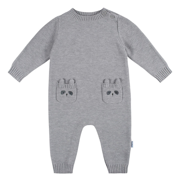 d - Gerber -23F- 1pk Sweater Knit Romper -  - Raccoon - 24M 1 Pack Sweater Knit Romper - Boy - Raccoon 013618399831