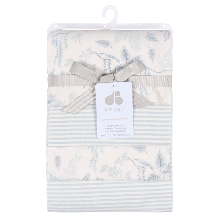 Just Born - OP2401 - 4pk Flannel Receiving Blankets - Ivory Just Born by Gerber Baby Boy 4-Pack Flannel Receiving Blankets - IVORY JUNGLE 032633138782