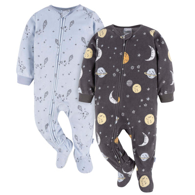 Footed Fleece Blanket Sleepers - 2pk
