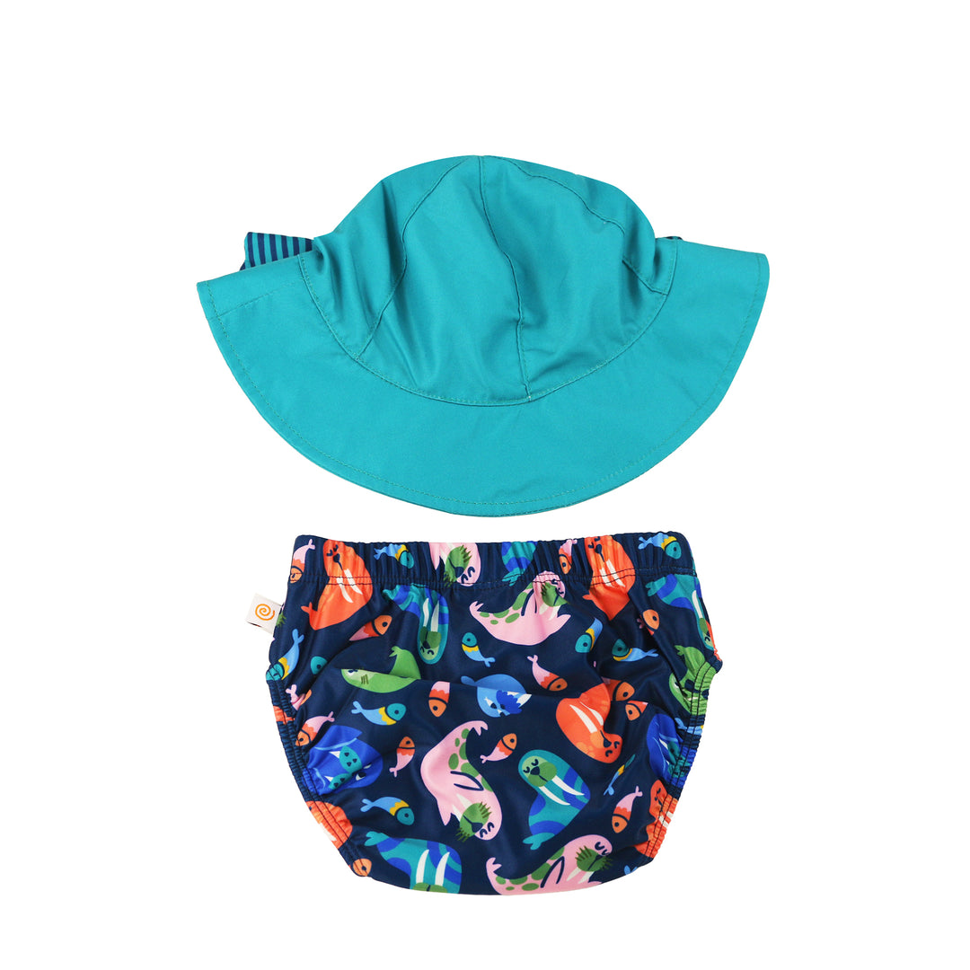UPF50+ Baby Swim Diaper & Sun Hat Set