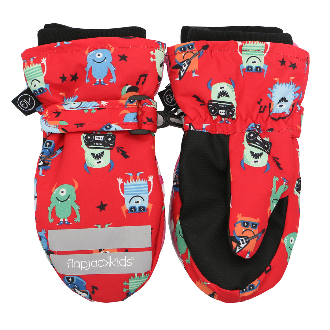 Water Repellent Ski Mittens   Monsters Red