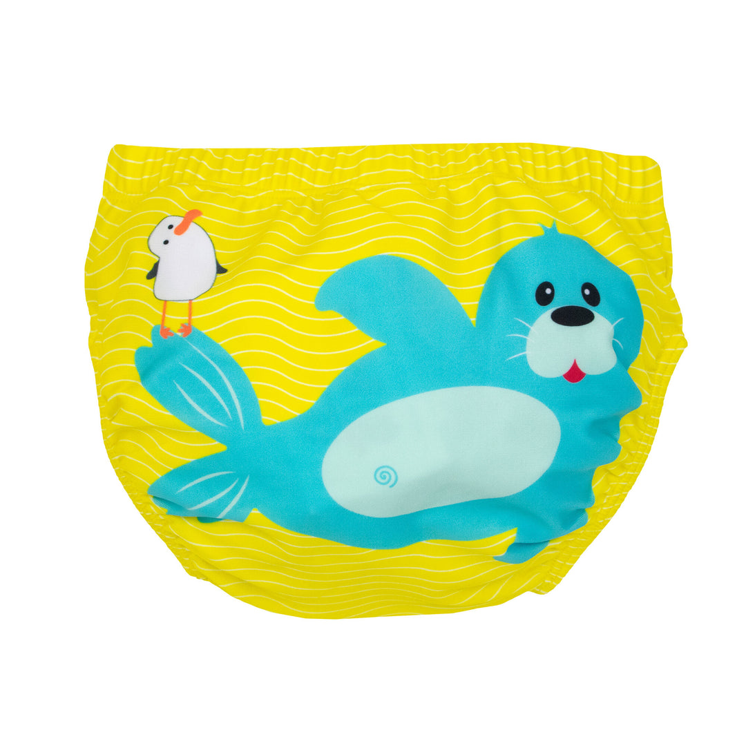 Baby-Toddler Knit Swim Diaper 2 Piece Set - Seal