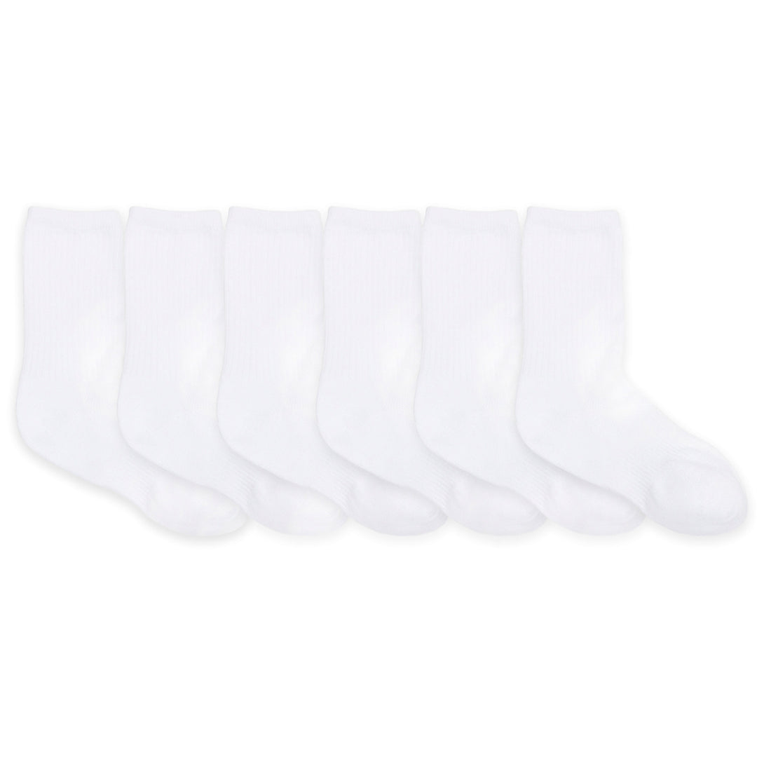 Robeez-Core-6 Pack Kids Socks-Solid CREW White- 8-9.5(6-10Y) 6pk Kids Socks - Solid CREW White 730838929258