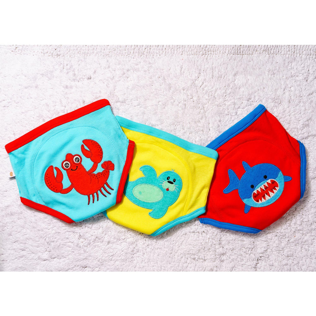 Organic Cotton 3 Piece Potty Training Pants - Boys Ocean Pals