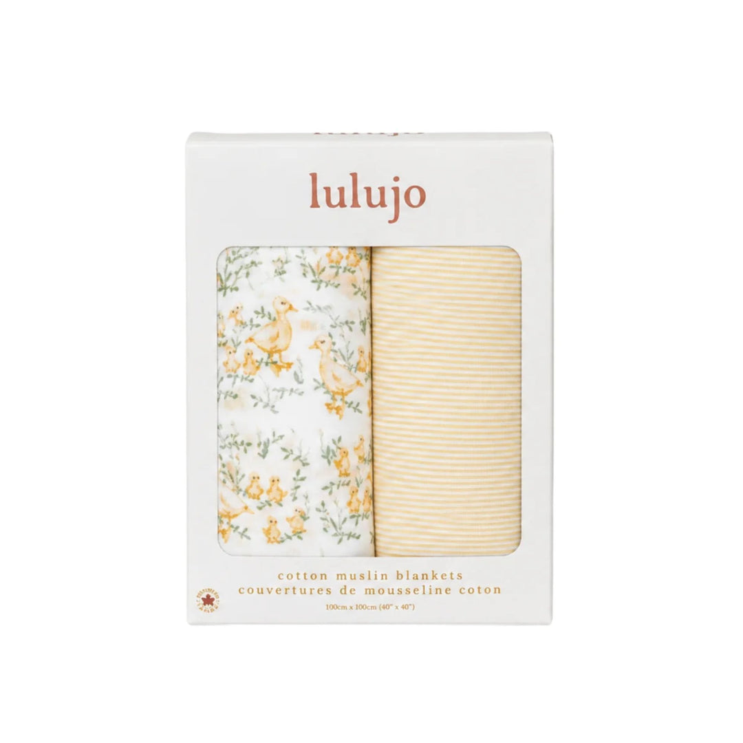 Lot de 2 couvertures d'emmaillotage en mousseline de coton - 40 x 40
