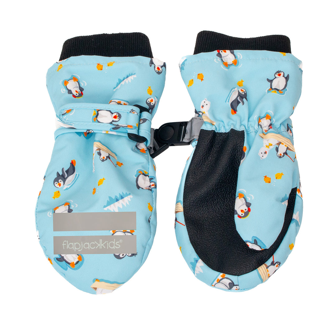 FlapJackKids - Water Rplnt SkiMittens Fishing Penguin 6-24M Water Repellent Ski Mittens - Ice Fishing Penguin 990006502021