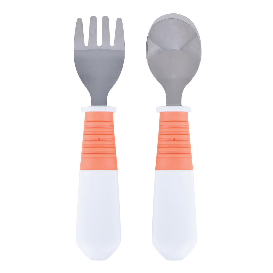 Stainless Steel Fork and Spoon Set - Coral