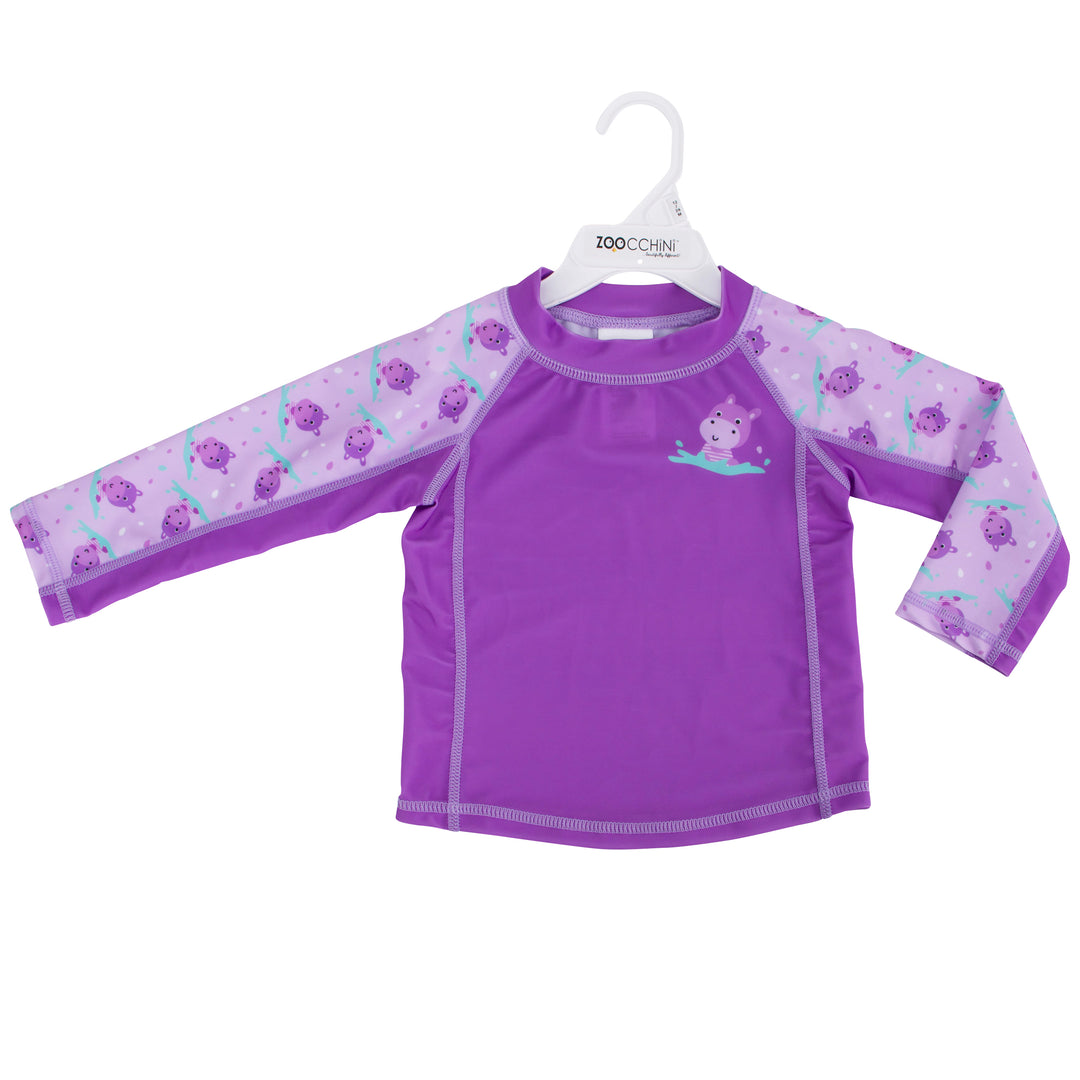 Long Sleeve Baby UPF50+ Rashguard Swim Top - Hippo