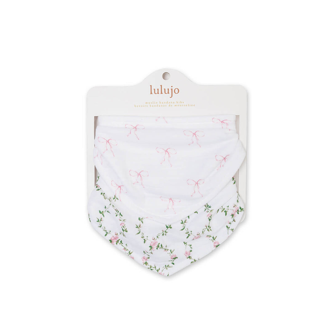 Boho - 2PK Bandana Bibs - Bows/Rose Trellis