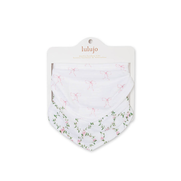 Boho - 2PK Bandana Bibs - Bows/Rose Trellis