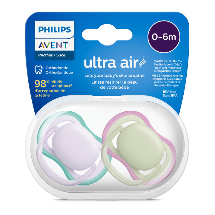 Ultra Air Pacifier - 0-6M - Fresh Lilac+Pastel Green - 2 pack