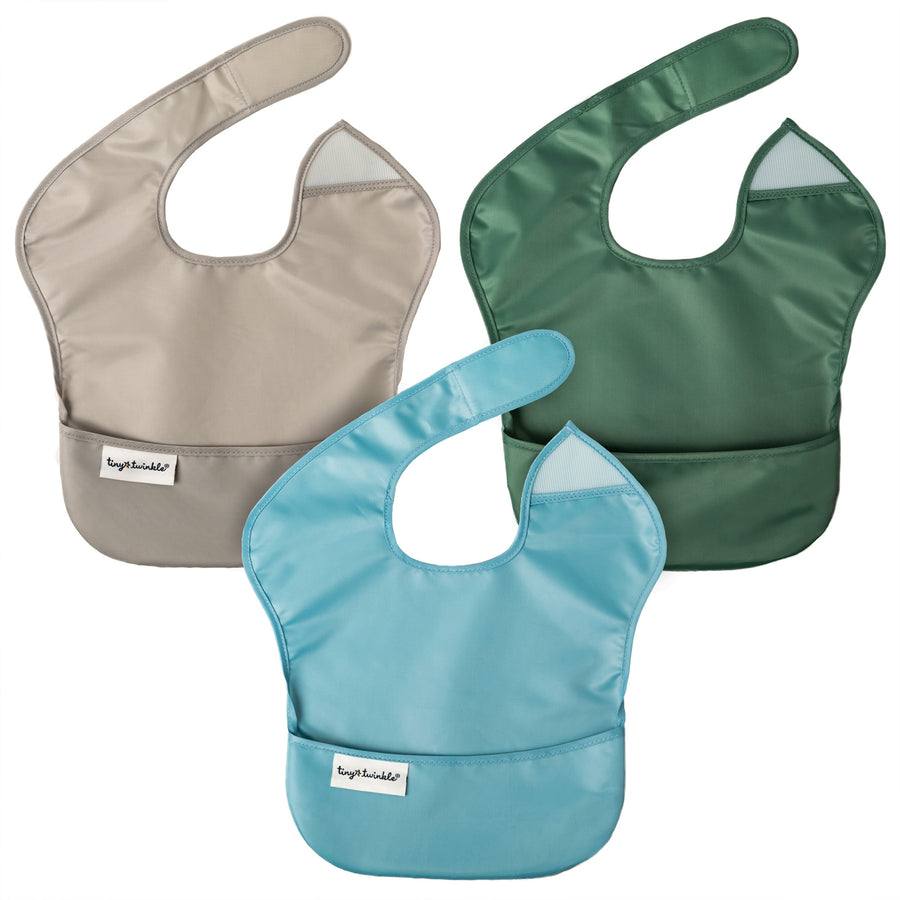 Tiny Twinkle - Mess-proof Easy Bib 3pk SlateGrayOlive 6-24M Mess-proof Easy Bib 3PK - Slate/Gray/Olive 810027531544