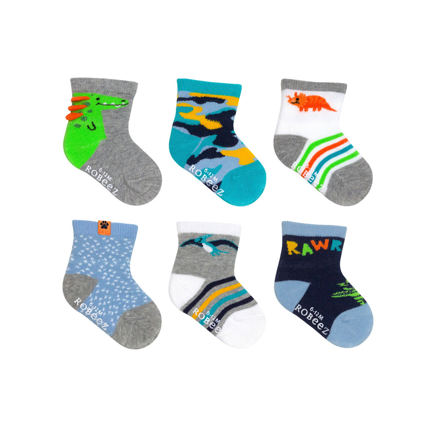 L - Robeez - F23 - Baby Socks - Cute Little Dino - 6-12M S22 - Baby Socks - Cool Little Dino 197166007032