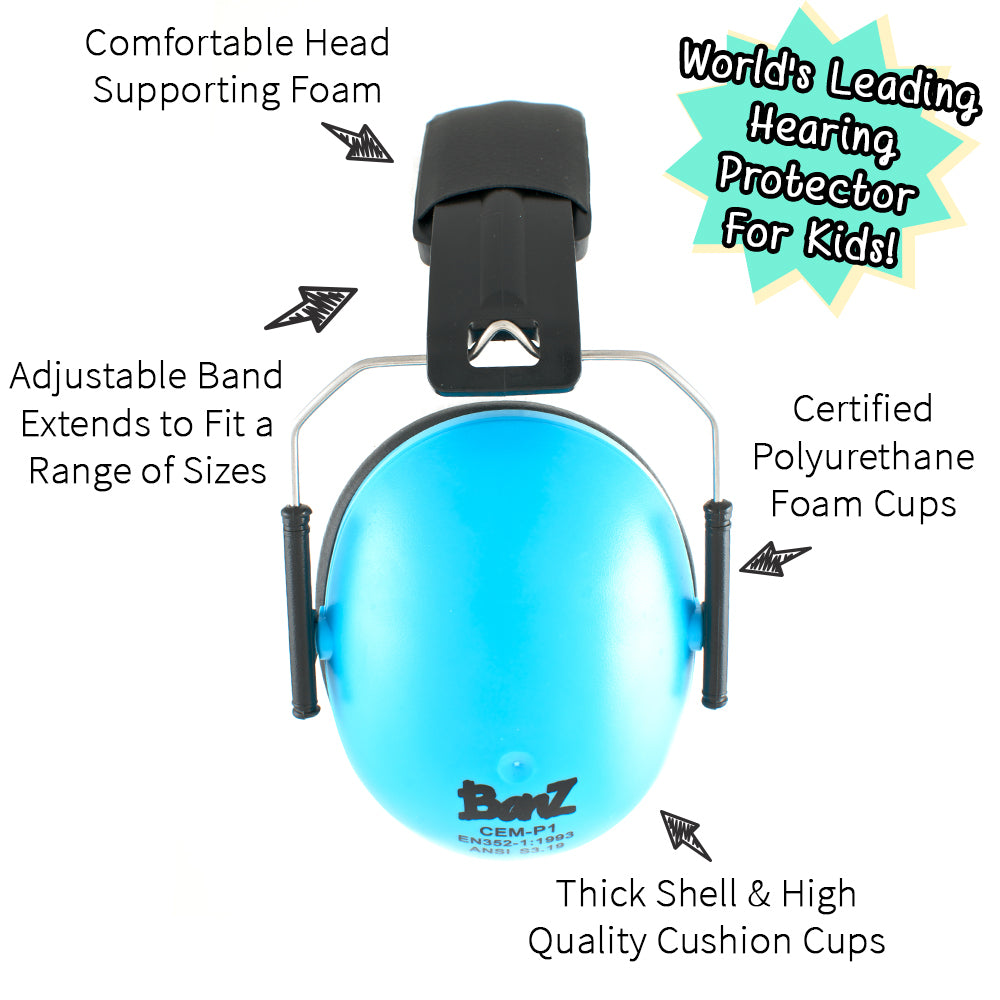 Banz Hearing Protection Earmuffs 2y+ - Sky Blue Banz Hearing Protection Earmuffs 2y+ - Sky Blue
