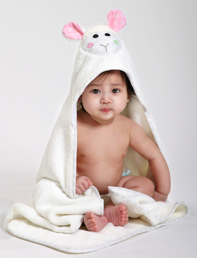 d-ZOOCCHINI-Baby Snow Terry Hooded Bath Towel LolaLamb 0-18M Baby Snow Terry Hooded Bath Towel - Lola Lamb 0-18M 854892005533