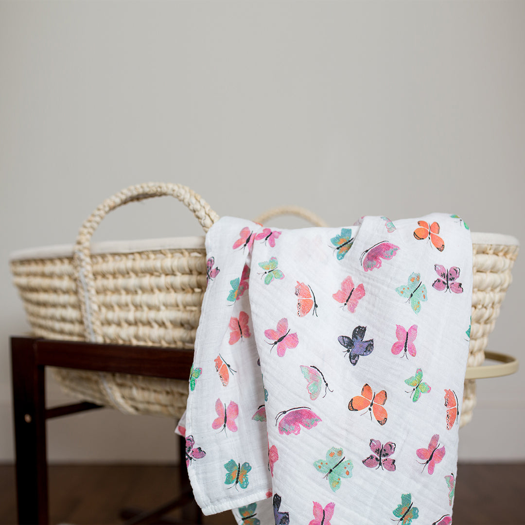 Cotton Muslin Swaddle Blanket - Butterfly