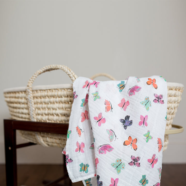 Cotton Muslin Swaddle Blanket - Butterfly