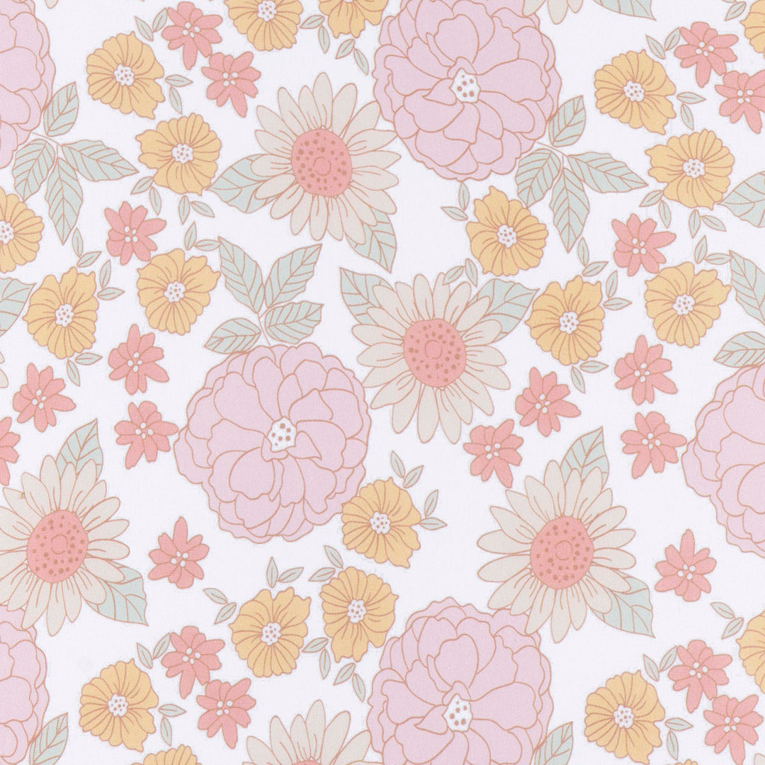 Knit Crib Sheet - Retro Floral - Floral