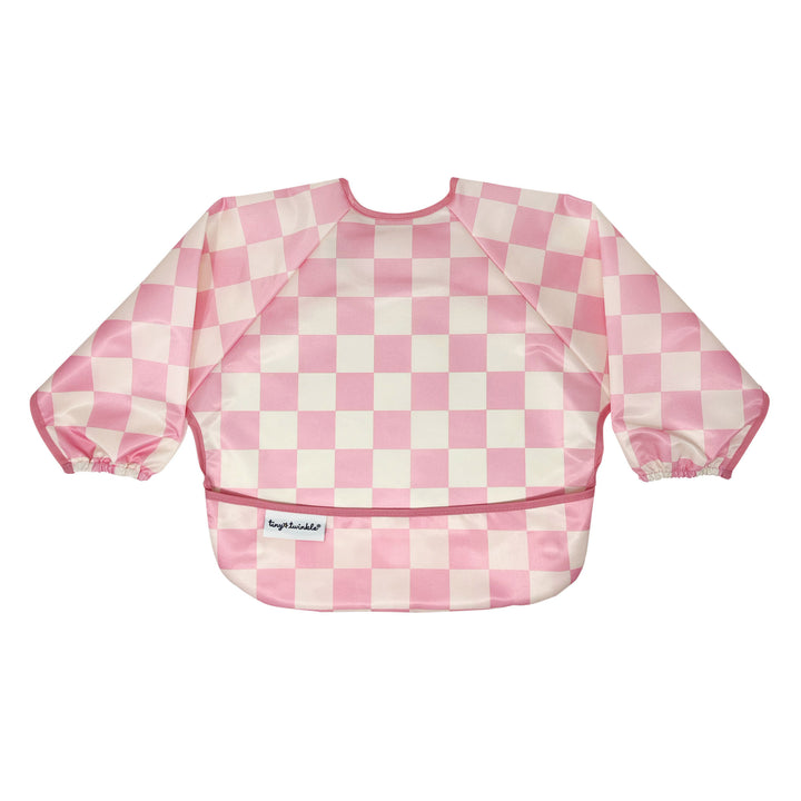 Tiny Twinkle - Full Sleeved Bib - Pink Checkers - 6-24M Mess-proof Full Sleeved Bib - Pink Checkers 810027536266