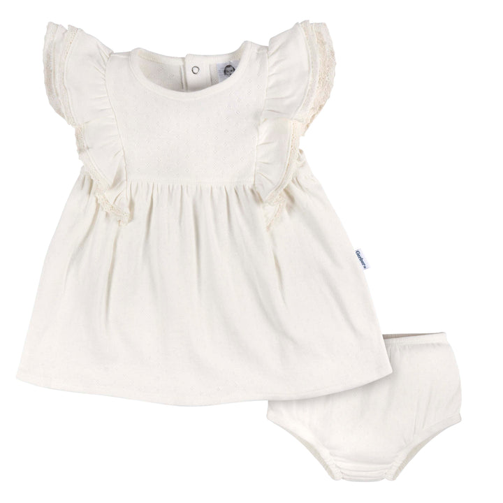 d - Gerber - 24S - Dress+Diaper Set Ivory Pack NB-6-9M(x6) Infant Dress + Diaper Set Girl - Ivory Prepack (1xNB)(2x0-3M)(2x3-6M)(1x6-9M) 